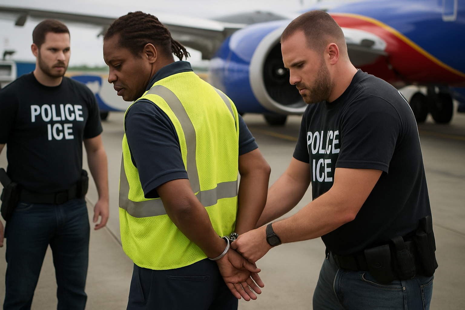 ICE西南航空工作现场执法 逮捕牙买加籍非法员工