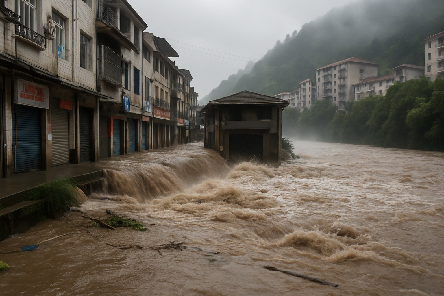 四川乐山马边彝族自治县遭遇极端强降雨引发严重山洪