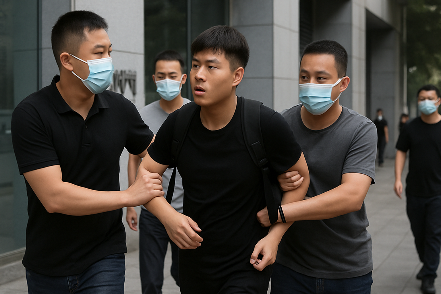 重庆时代峰峻大楼附近疑似便衣警察控制男子