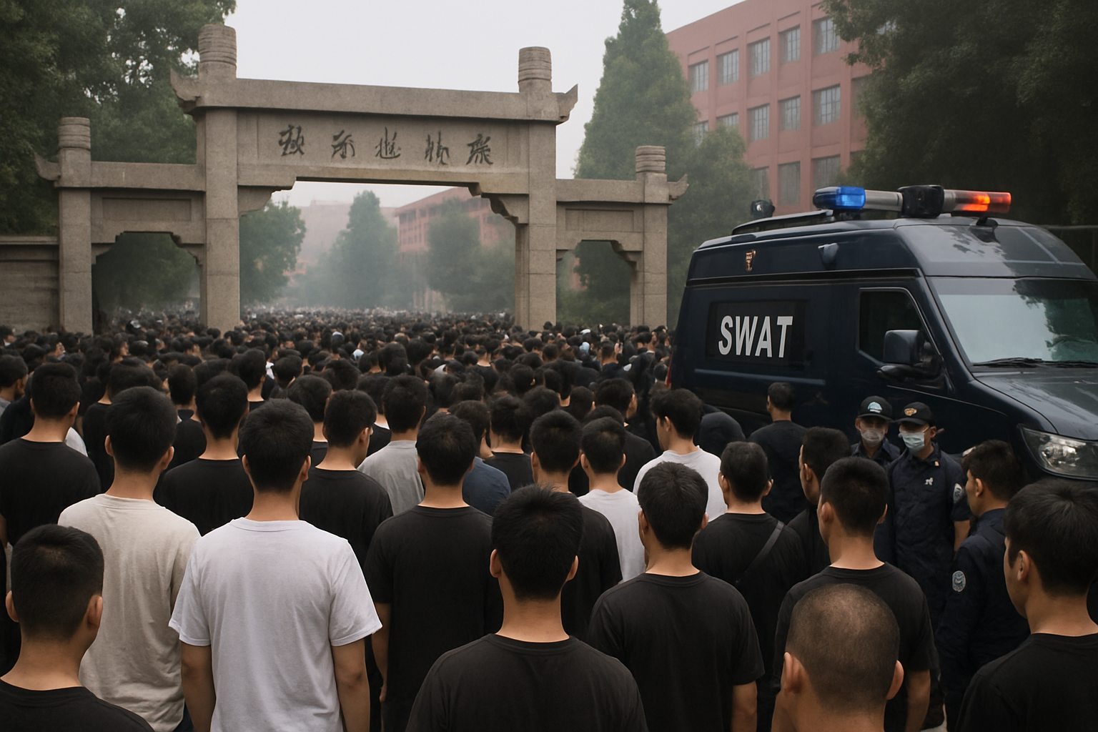 登封少林塔沟武术学校因保证金纠纷引发往届学生聚集