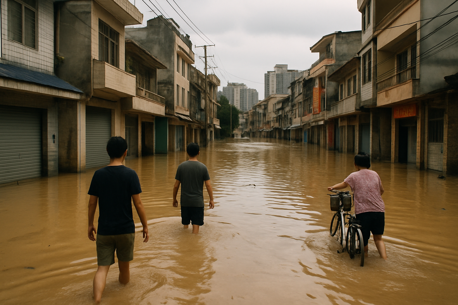 2026年8月广西崇左市宁明县洪水泛滥 多地积水严重