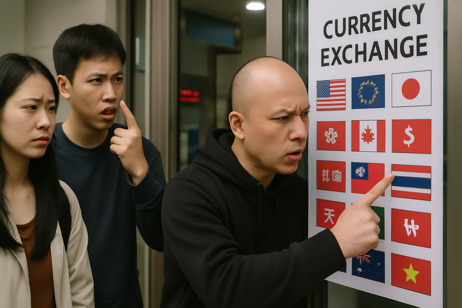 中国聋哑游客在首尔货币兑换处发现中华民国国旗图案表示不满