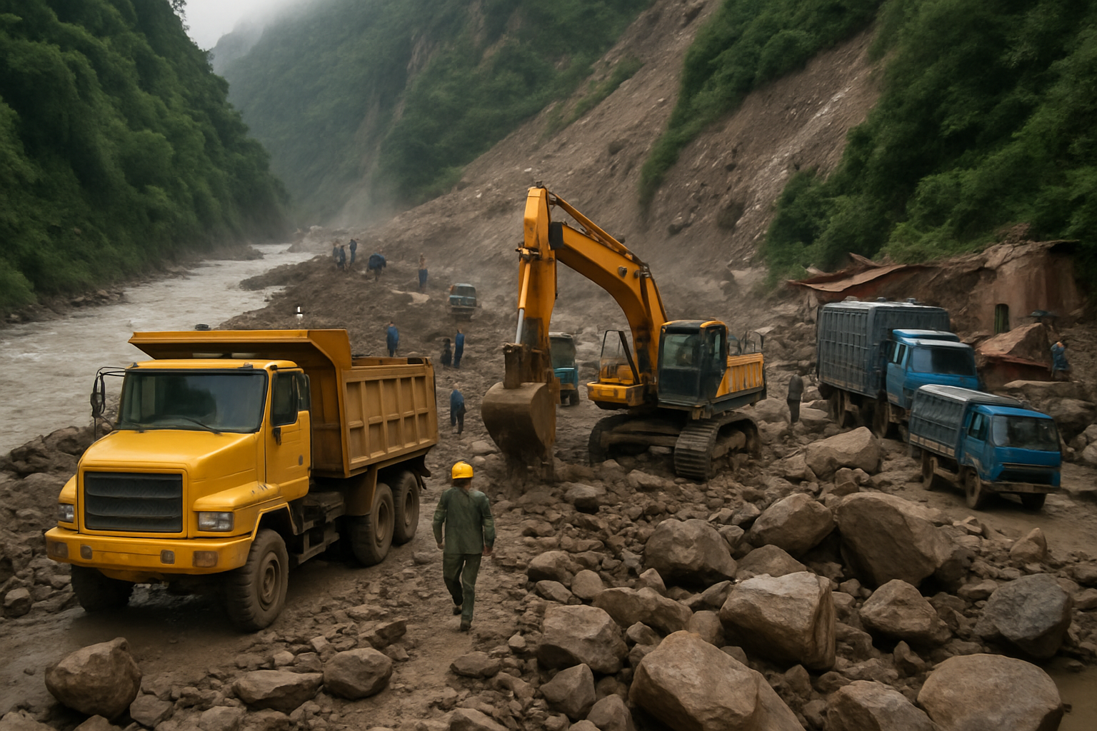 尼泊尔拉苏瓦地区泥石流致西藏吉隆口岸交通受阻