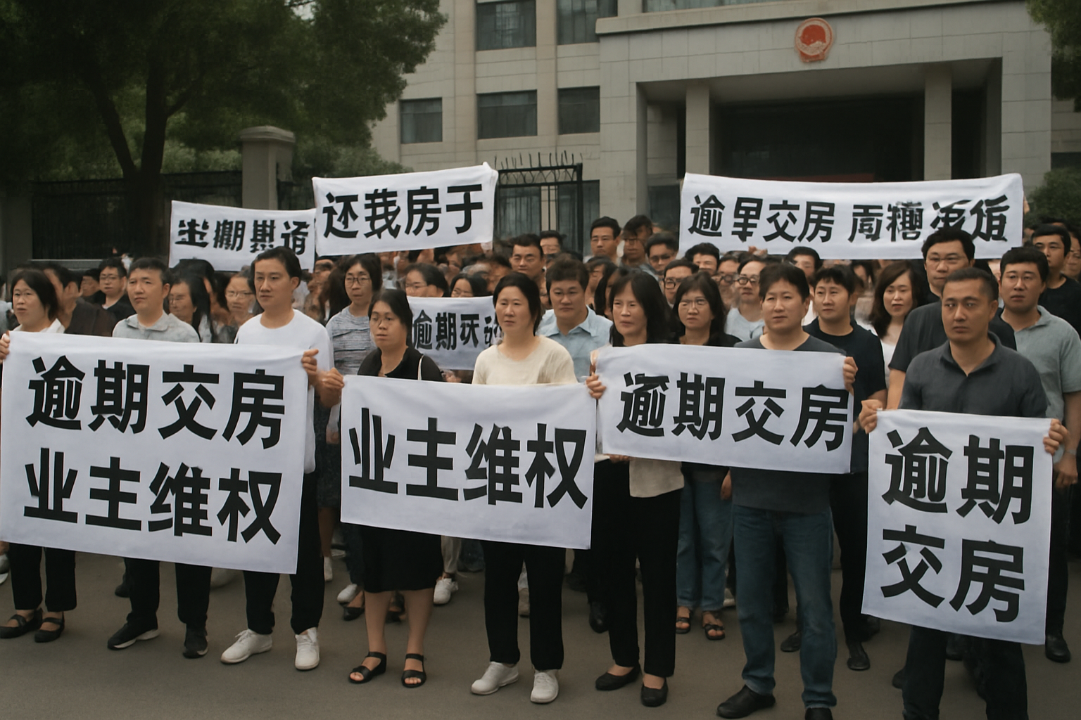 河南周口淮阳建业君邻府业主因逾期交房集体维权
