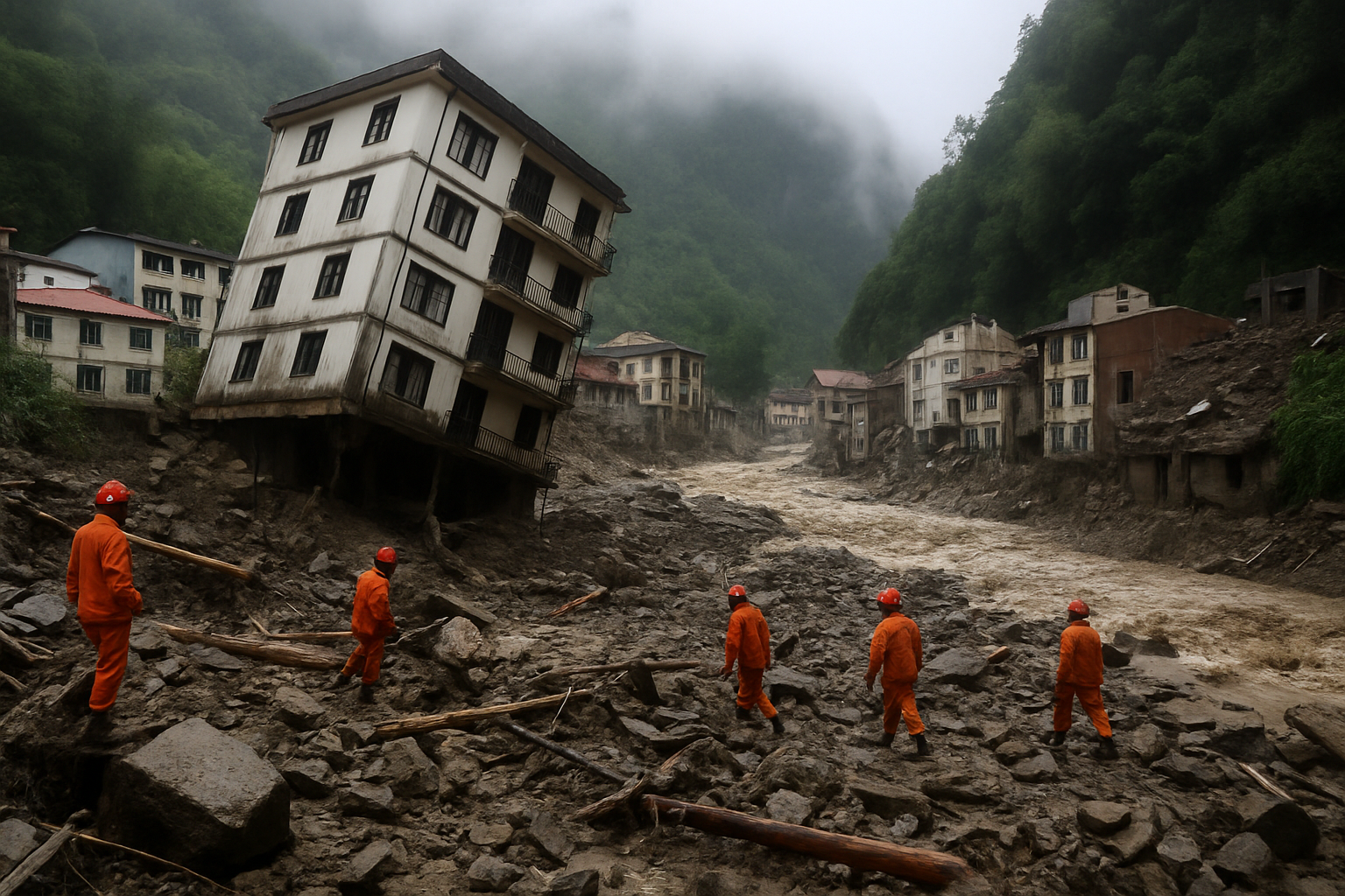 尼泊尔吉隆口岸洪灾泥石流造成多栋建筑严重损毁