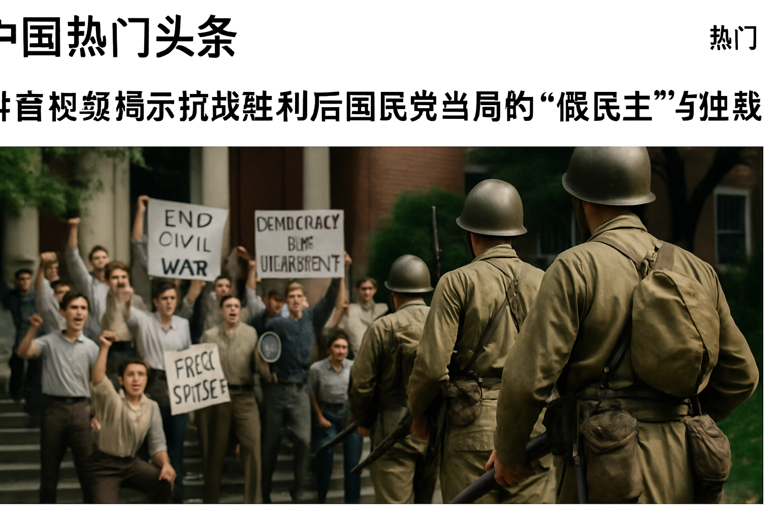 抖音视频揭示抗战胜利后国民党当局的“假民主”与独裁