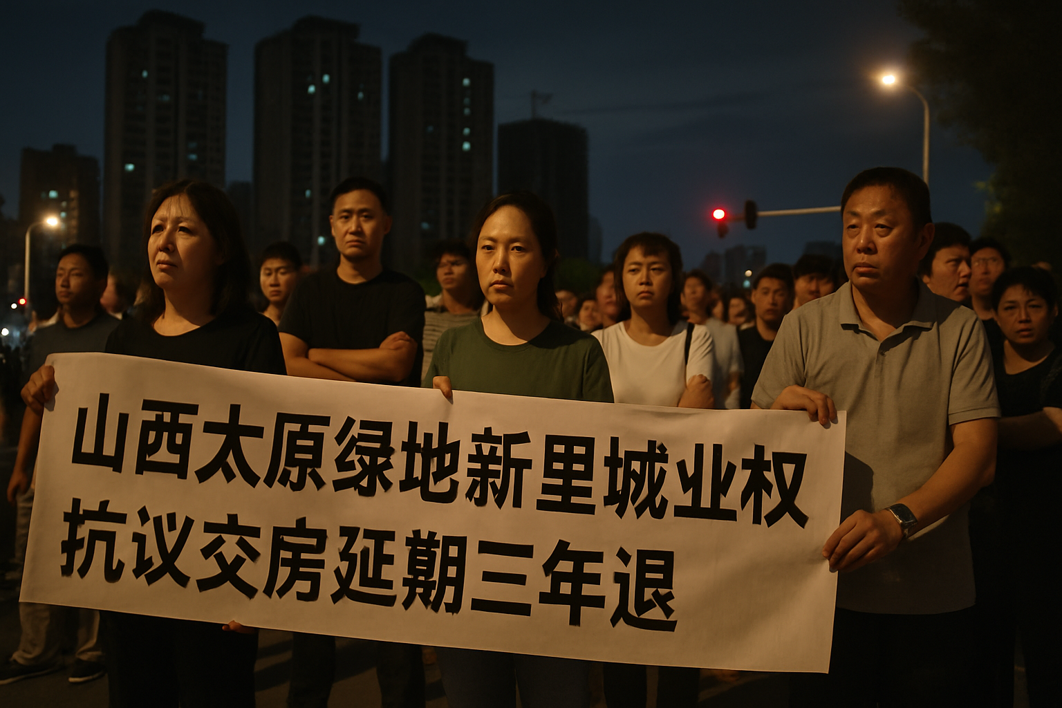 山西太原绿地新里城业主聚集维权 抗议交房延期三年