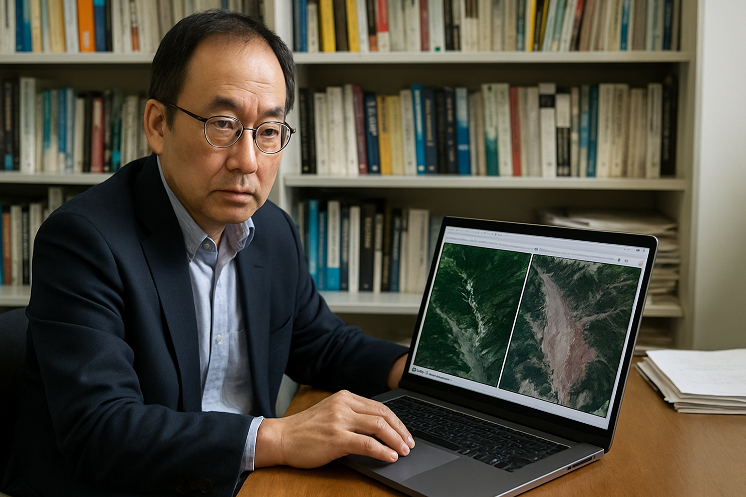 东京大学教授发布西藏尼泊尔泥石流灾害卫星图像对比