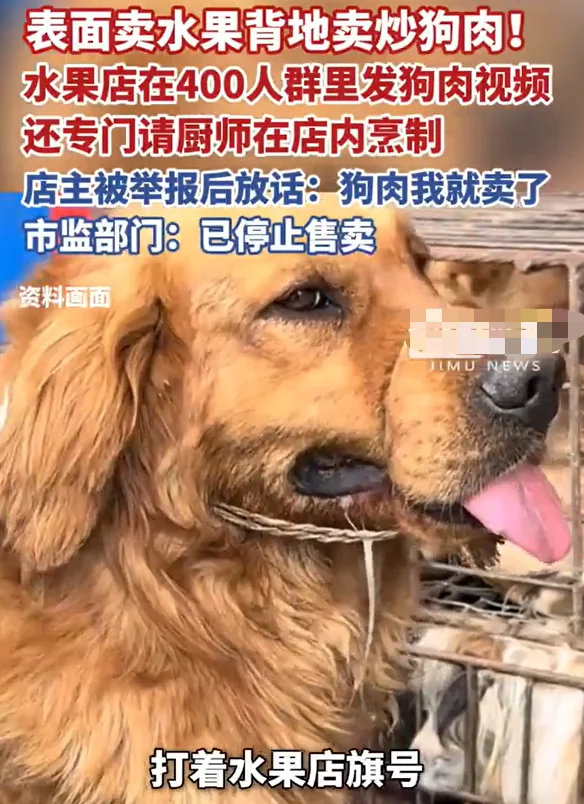 挂水果招牌却被曝卖狗肉！湖南郴州店主回应“狗肉我就卖了”，引发热议